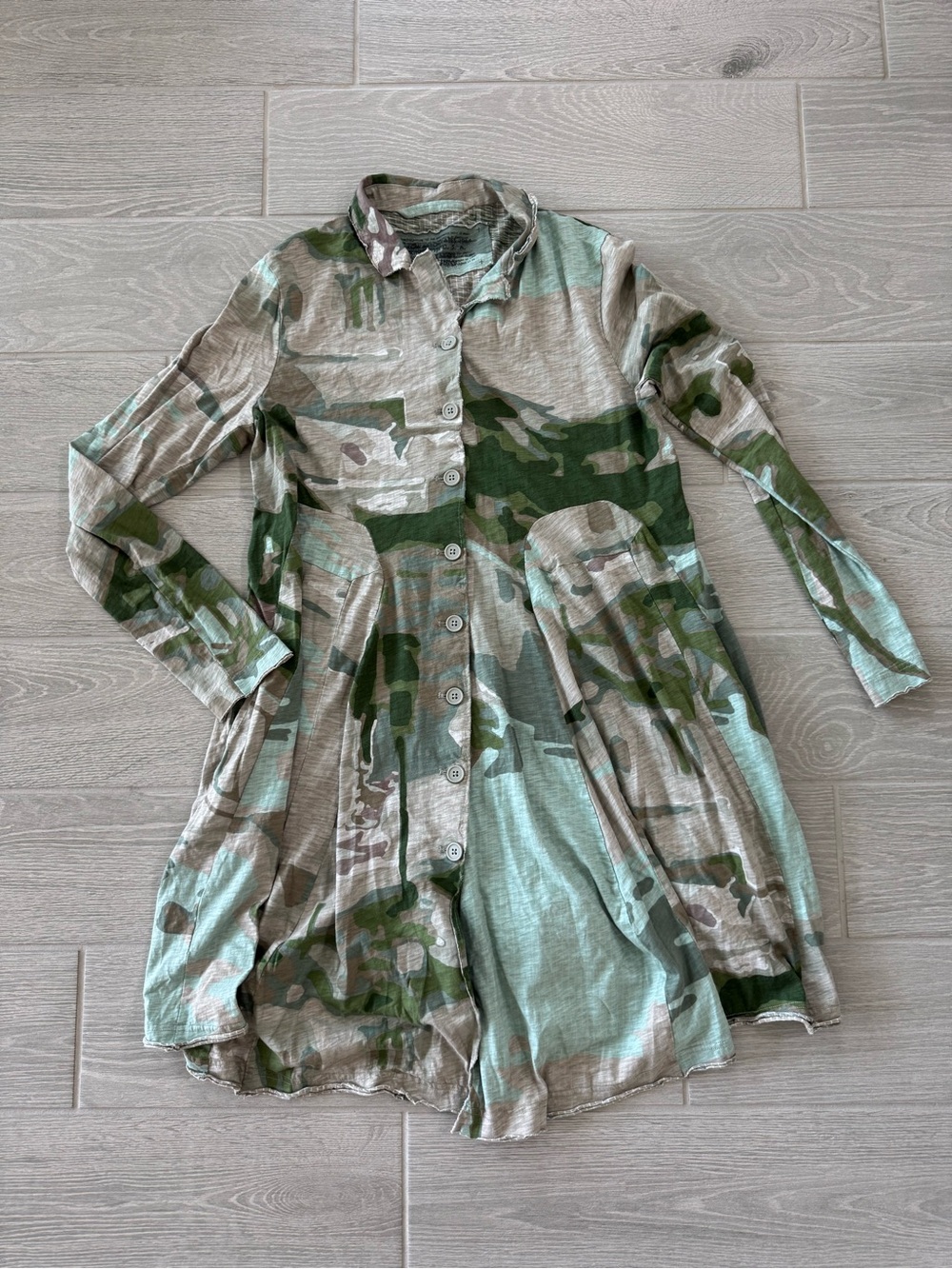 RUNDHOLZ BLACK LABEL Camo Lagenlook Dress Size Medium VGUC